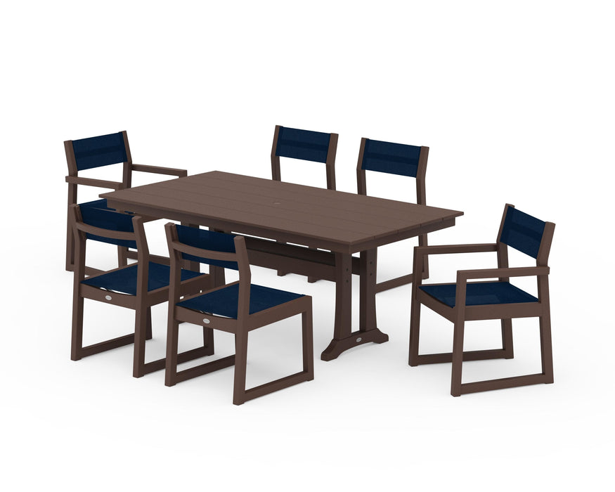 POLYWOOD® EDGE Sling 7-Piece Farmhouse Trestle Dining Set