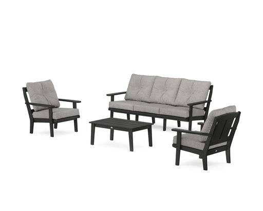 POLYWOOD Mission 4-Piece Deep Seating Set with Sofa in Black / Grey Mist
