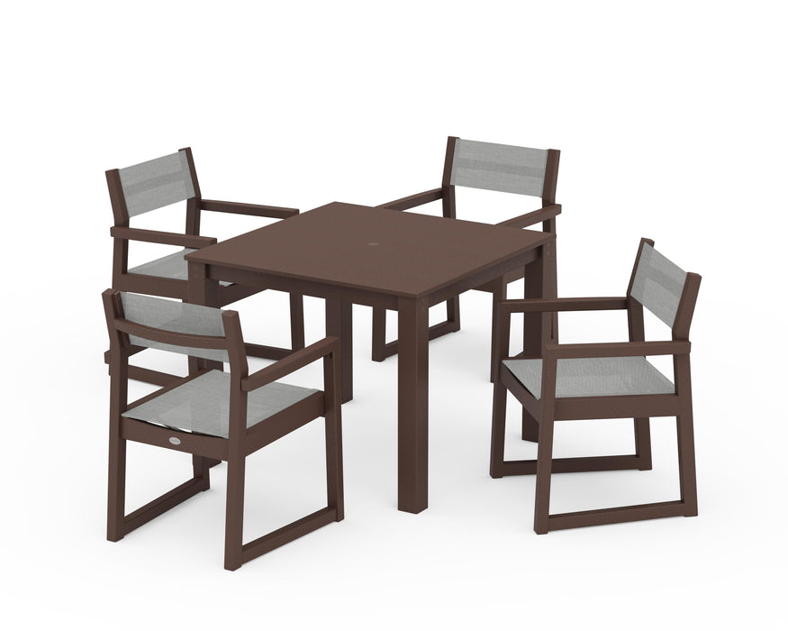 POLYWOOD® EDGE Sling Arm Chair 5-Piece Parsons Dining Set