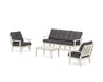 POLYWOOD Oxford 4-Piece Deep Seating Set with Sofa in Sand / Ash Charcoal