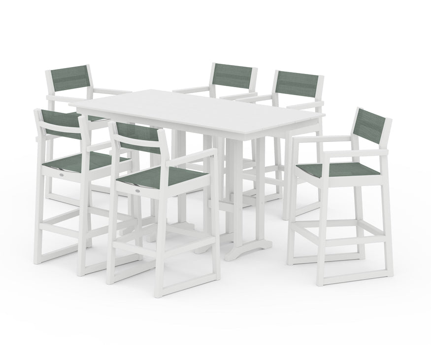 POLYWOOD® EDGE Sling Arm Chair 7-Piece Farmhouse Bar Set