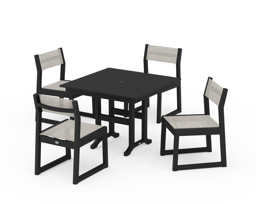 POLYWOOD® EDGE Sling Side Chair 5-Piece Farmhouse Dining Set