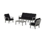 POLYWOOD Oxford 4-Piece Deep Seating Set with Sofa in Slate Grey / Midnight Linen