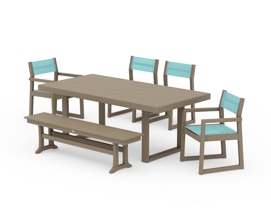POLYWOOD® EDGE Sling 6-Piece Dining Set with Bench