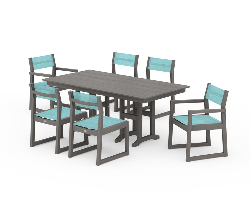 POLYWOOD® EDGE Sling 7-Piece Farmhouse Dining Set