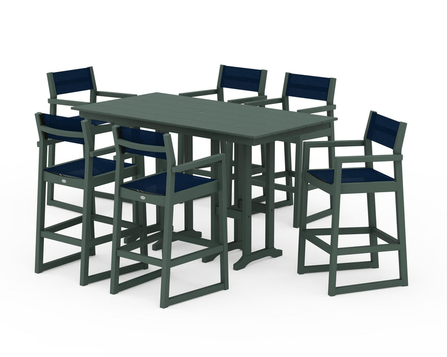 POLYWOOD® EDGE Sling Arm Chair 7-Piece Farmhouse Bar Set