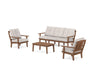 POLYWOOD Mission 4-Piece Deep Seating Set with Sofa in Teak / Dune Burlap