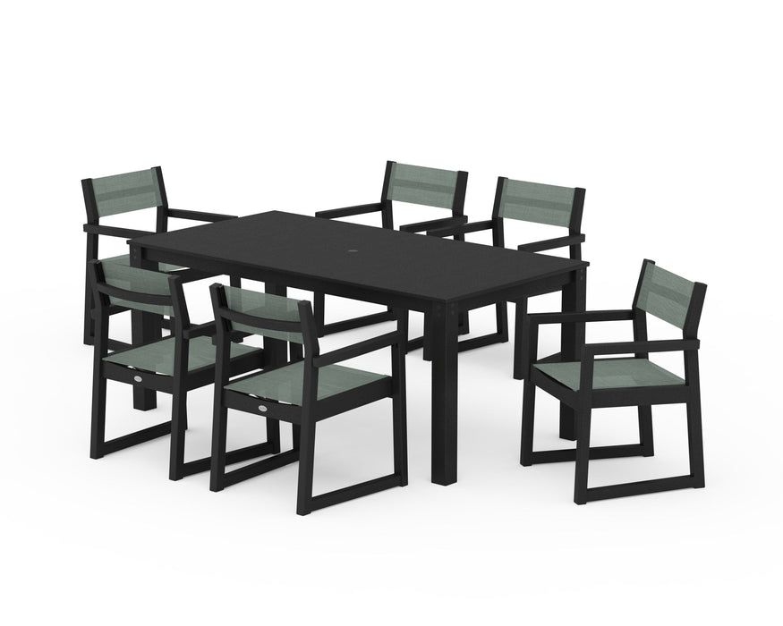 POLYWOOD® EDGE Sling Arm Chair 7-Piece Parsons Dining Set