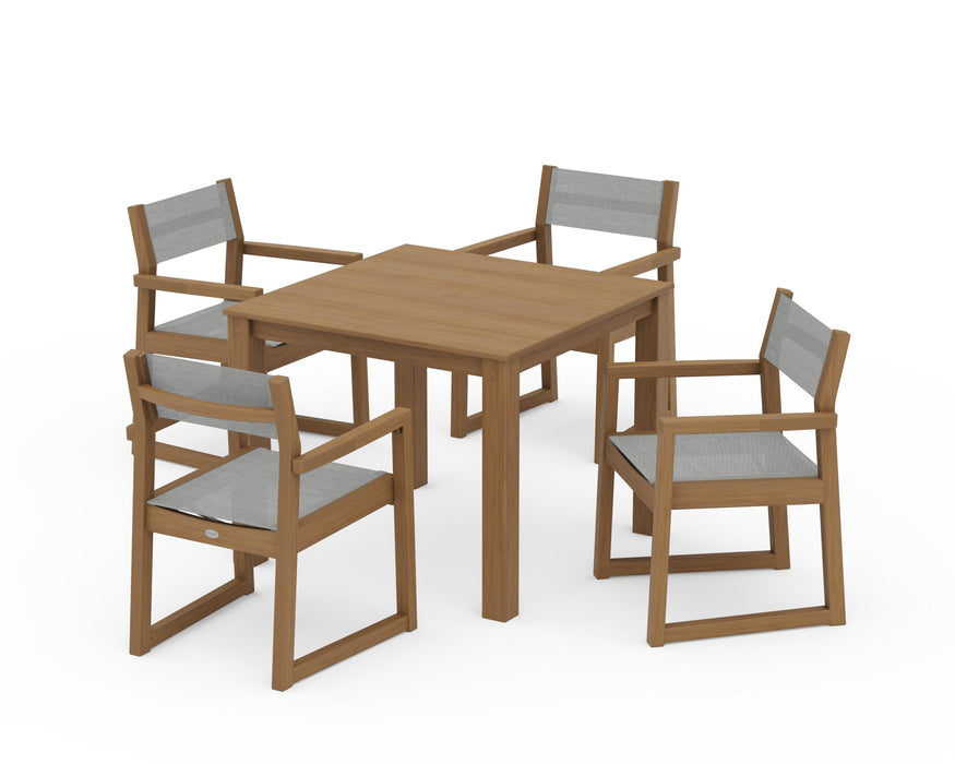 POLYWOOD® EDGE Sling Arm Chair 5-Piece Parsons Dining Set