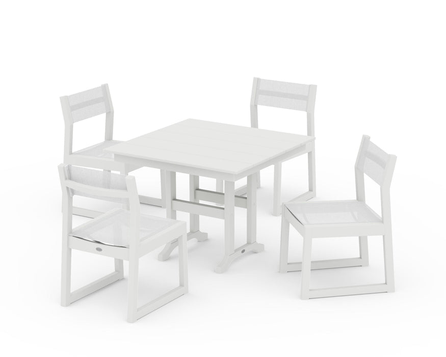 POLYWOOD® EDGE Sling Side Chair 5-Piece Farmhouse Dining Set