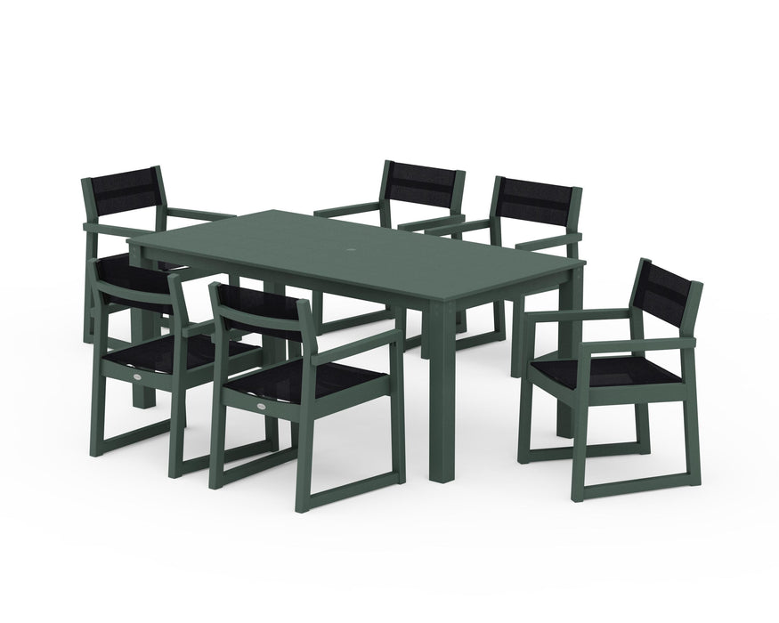 POLYWOOD® EDGE Sling Arm Chair 7-Piece Parsons Dining Set