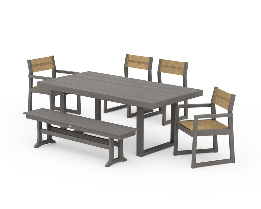 POLYWOOD® EDGE Sling 6-Piece Dining Set with Bench