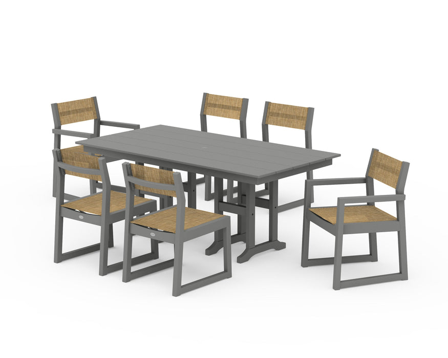 POLYWOOD® EDGE Sling 7-Piece Farmhouse Dining Set