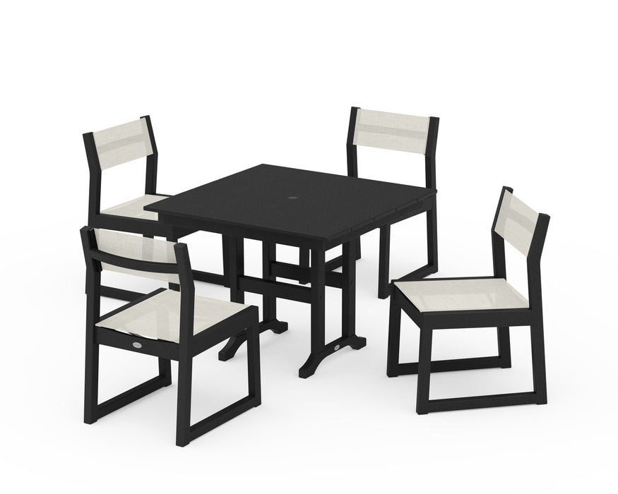 POLYWOOD® EDGE Sling Side Chair 5-Piece Farmhouse Dining Set