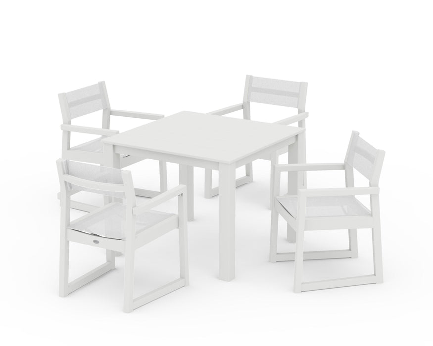 POLYWOOD® EDGE Sling Arm Chair 5-Piece Parsons Dining Set