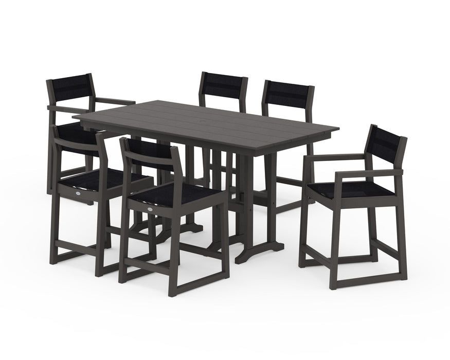 POLYWOOD® EDGE Sling 7-Piece Farmhouse Counter Set