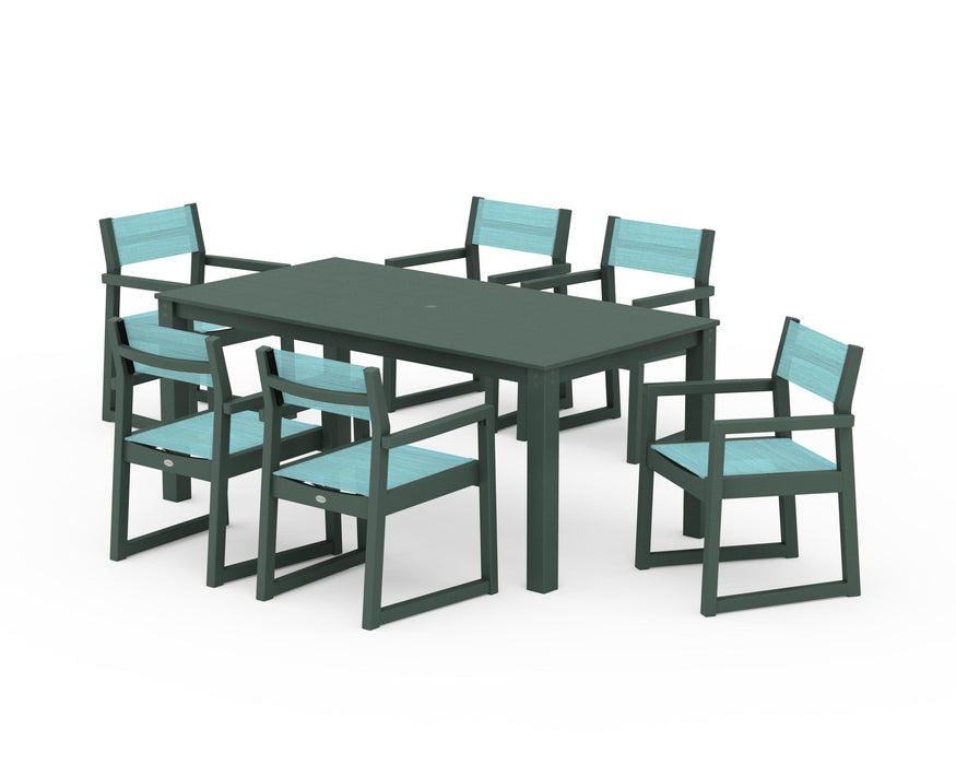 POLYWOOD® EDGE Sling Arm Chair 7-Piece Parsons Dining Set