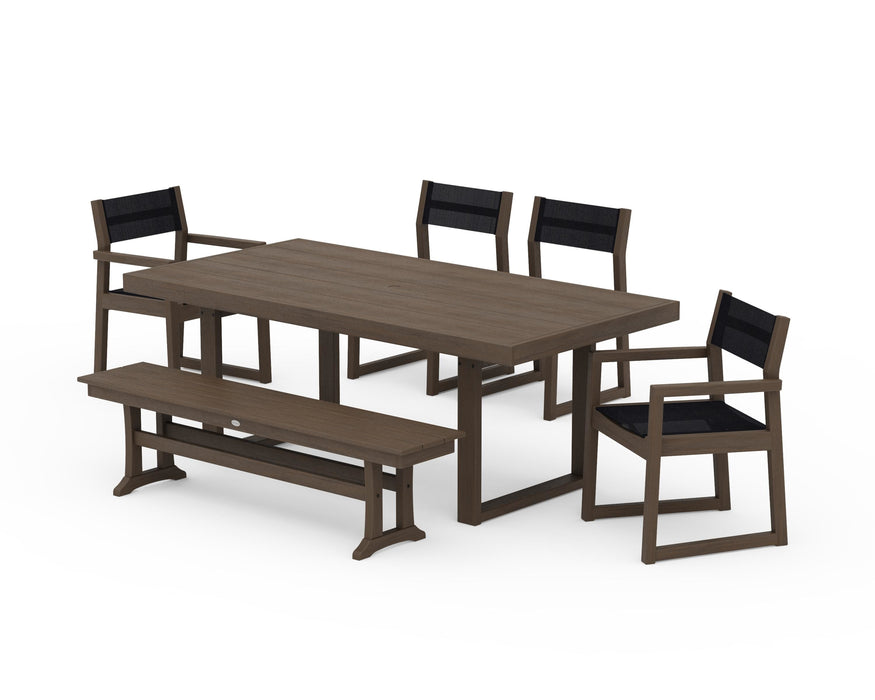 POLYWOOD® EDGE Sling 6-Piece Dining Set with Bench