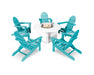 POLYWOOD Classic Folding Adirondack 6-Piece Conversation Set with Fire Pit Table in Aruba / White