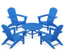 POLYWOOD Nautical 5-Piece Adirondack Chair Conversation Set in Pacific Blue
