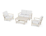 POLYWOOD Harbour 4-Piece Deep Seating Set in Sand with Natural fabric