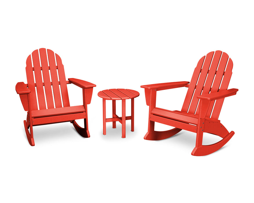 POLYWOOD Vineyard 3-Piece Adirondack Rocking Chair Set in Sunset Red