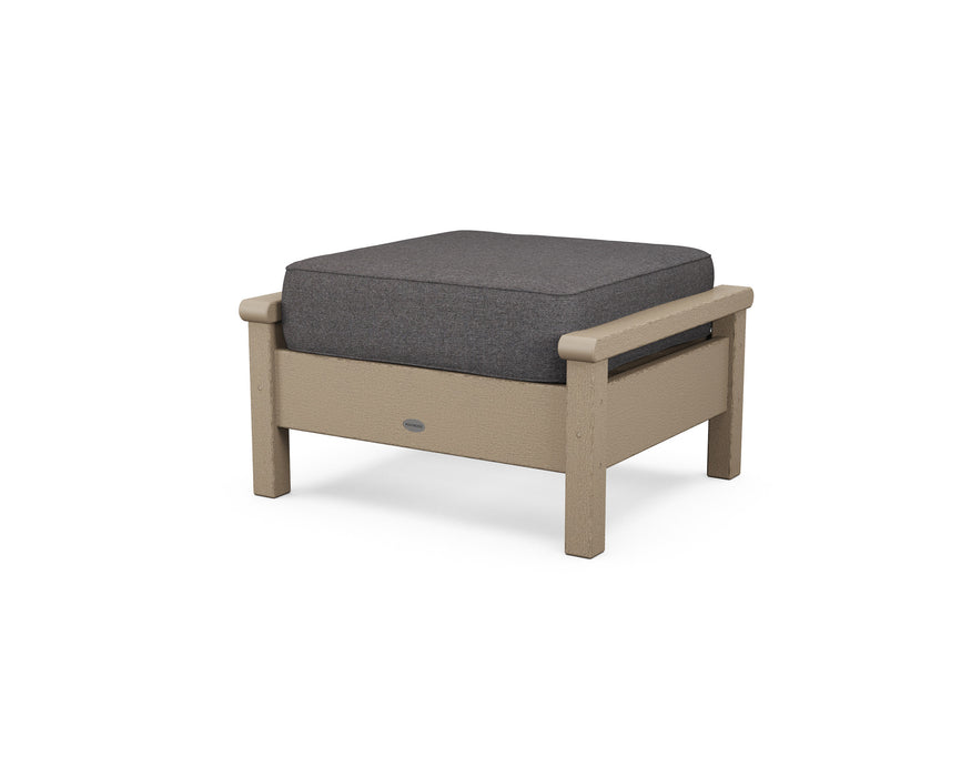 POLYWOOD Harbour Deep Seating Ottoman in Vintage Sahara with Sancy Denim fabric