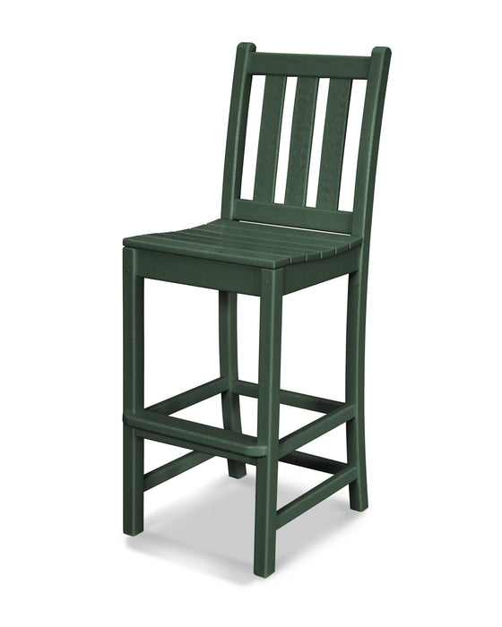 POLYWOOD Traditional Garden Bar Side Chair in Green