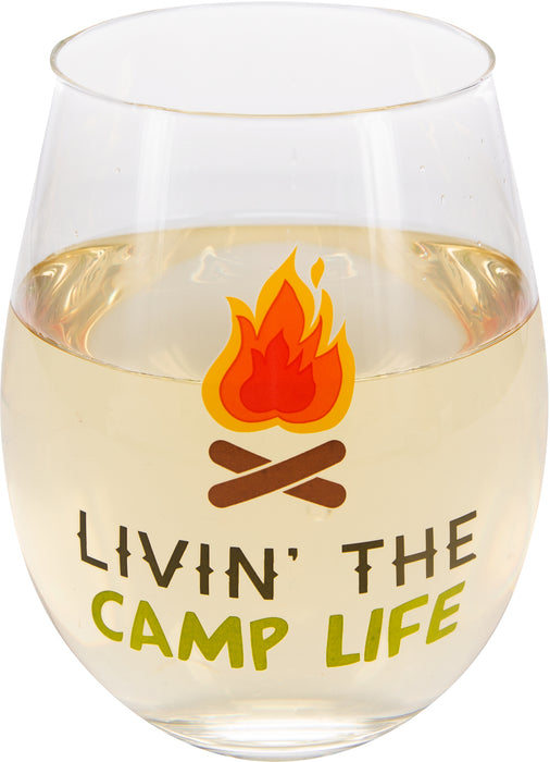 Livin' the Camp Life  18 oz Stemless Wine Glass