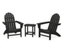POLYWOOD Vineyard 3-Piece Adirondack Set with South Beach 18" Side Table in Teak