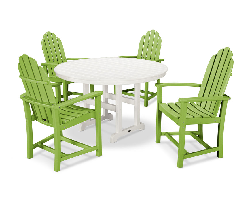 POLYWOOD Classic Adirondack Dining 5-Piece Set in Lime / White