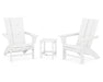 POLYWOOD Modern 3-Piece Curveback Adirondack Set with Long Island 18" Side Table in White