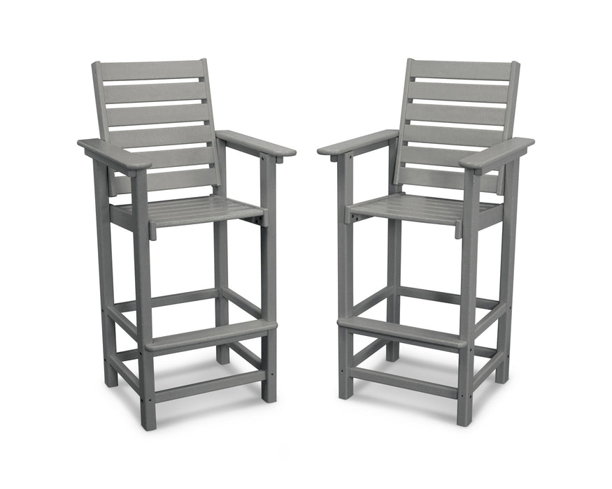 POLYWOOD Captain Bar Chair Duo in Slate Grey