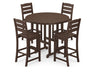 POLYWOOD Lakeside 5-Piece Round Bar Side Chair Set in Mahogany