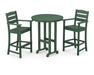 POLYWOOD Lakeside 3-Piece Round Bar Arm Chair Set in Green