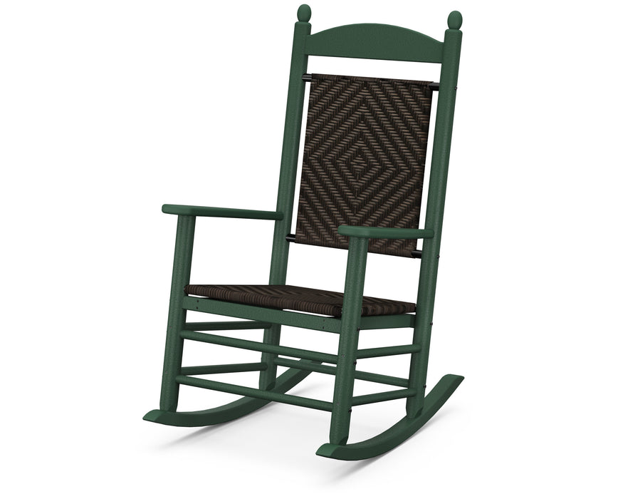 POLYWOOD Jefferson Woven Rocking Chair in Green / Cahaba