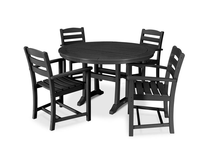 POLYWOOD 5 Piece La Casa Arm Chair Dining Set in Black