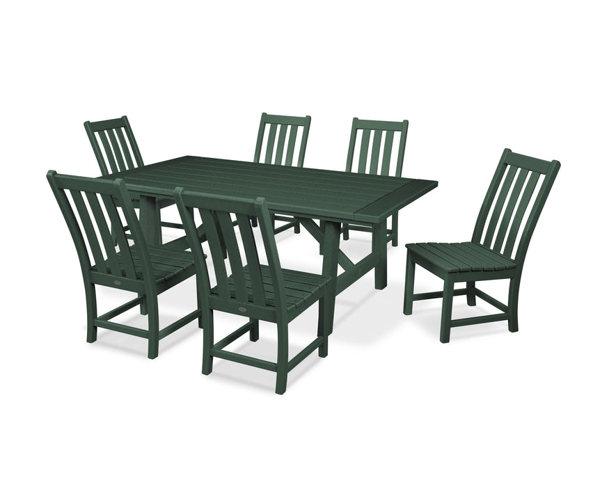 POLYWOOD Vineyard 7-Piece Rustic Farmhouse Side Chair Dining Set in Green