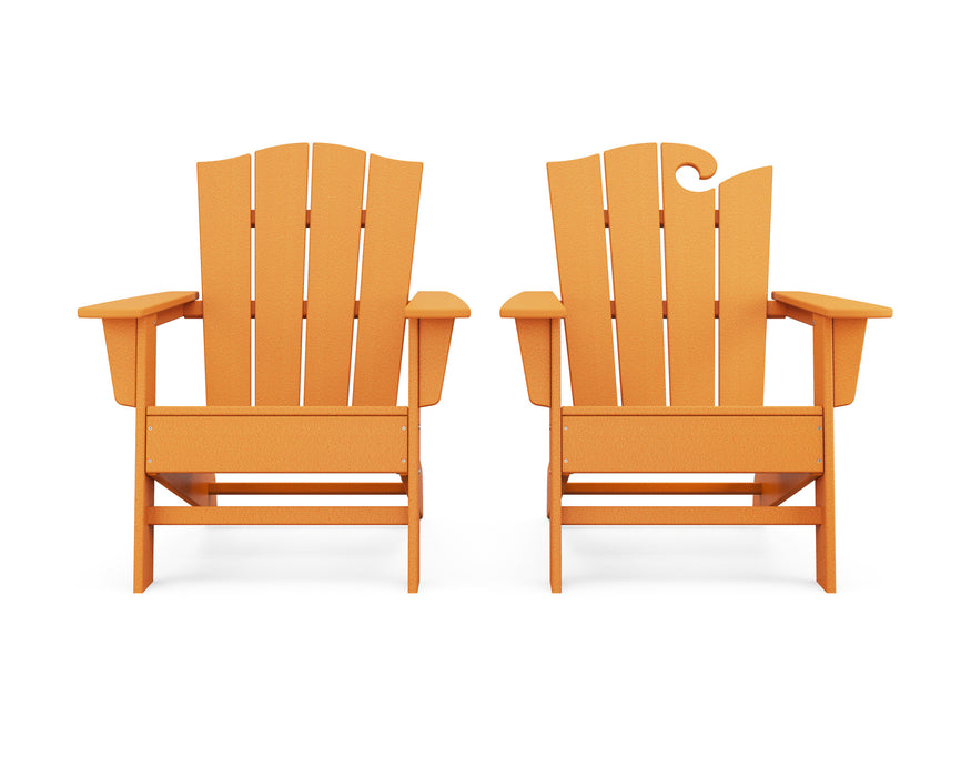 POLYWOOD Wave 2-Piece Adirondack Chair Set with The Crest Chair in Tangerine