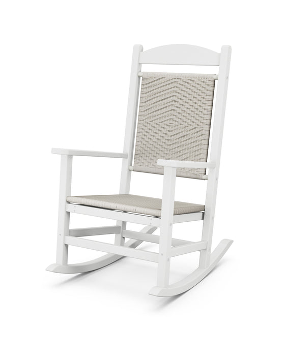 POLYWOOD Presidential Woven Rocking Chair in White / White Loom