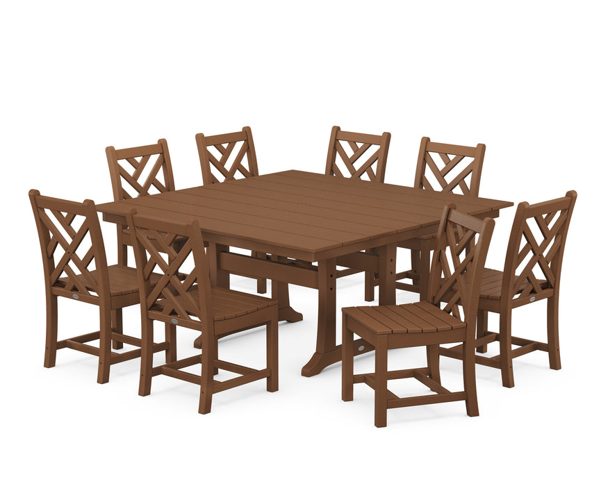 POLYWOOD Chippendale 9-Piece Farmhouse Trestle Dining Set