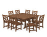 POLYWOOD Chippendale 9-Piece Farmhouse Trestle Dining Set in Teak