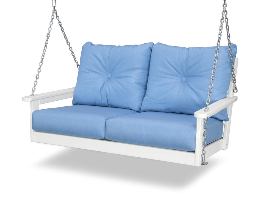 POLYWOOD Vineyard Deep Seating Swing in Slate Grey with Natural fabric