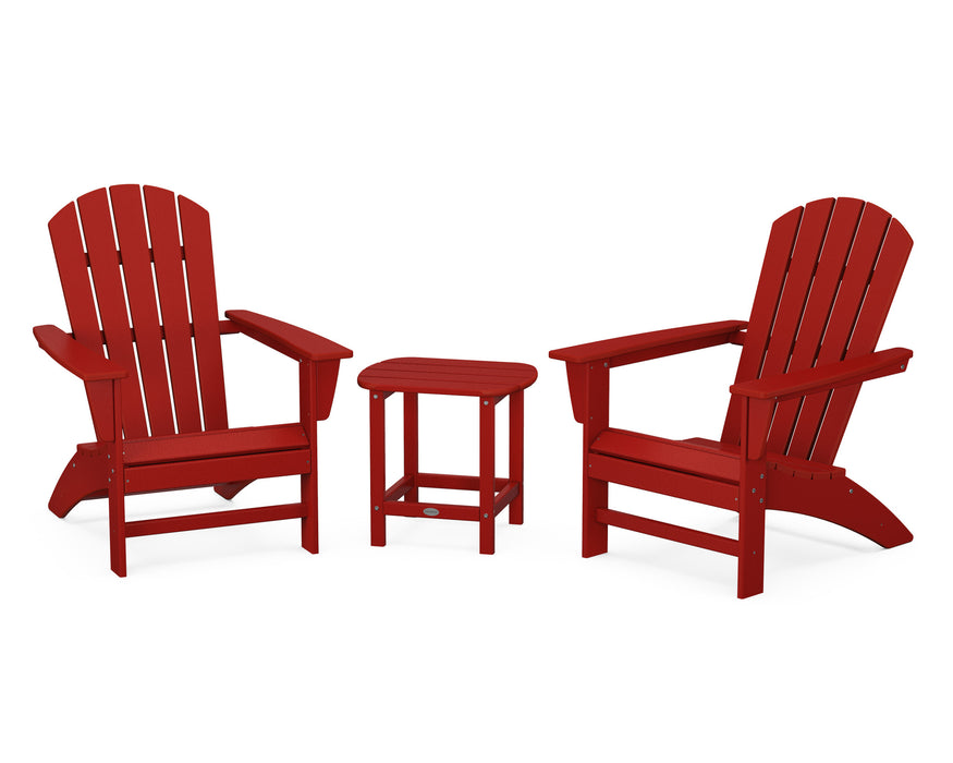 POLYWOOD Nautical 3-Piece Adirondack Set with South Beach 18" Side Table in Mahogany