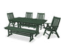 POLYWOOD Vineyard 6-Piece Farmhouse Trestle Folding Dining Set with Bench in Green