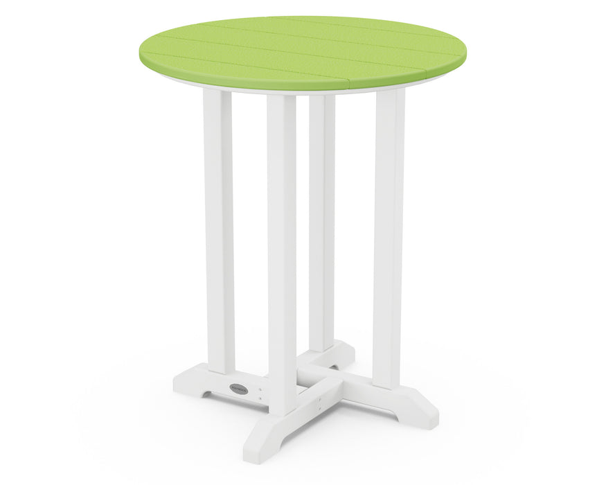 POLYWOOD® Contempo 24" Round Dining Table in White / Lime