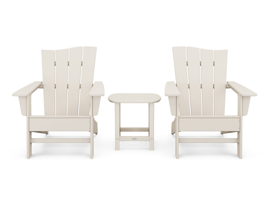 POLYWOOD Wave 3-Piece Adirondack Chair Set in Sand
