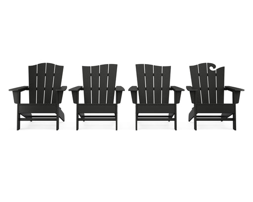 POLYWOOD Wave Collection 4-Piece Adirondack Chair Set in Vintage Sahara