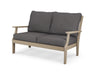 POLYWOOD Braxton Deep Seating Settee in Vintage Coffee with Natural Linen fabric