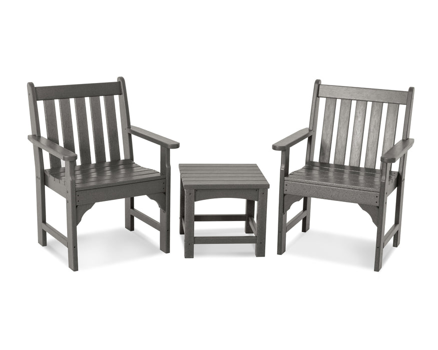 POLYWOOD Vineyard 3-Piece Garden Chair Set in Slate Grey